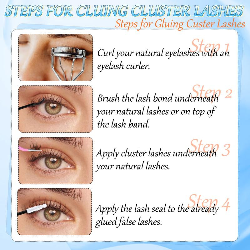 Natural Lash Clusters Kit Wispy Lash Extension Kit Thin Band Cluster Eyelash Extension Kit 168Pcs C Curl 9-12Mm Individual Lashes with Lash Glue Bond and Seal Self Application at Home Keyyou Diy Lash Cluster Tiktok Shop Lashclusters Makeup Cosmetic