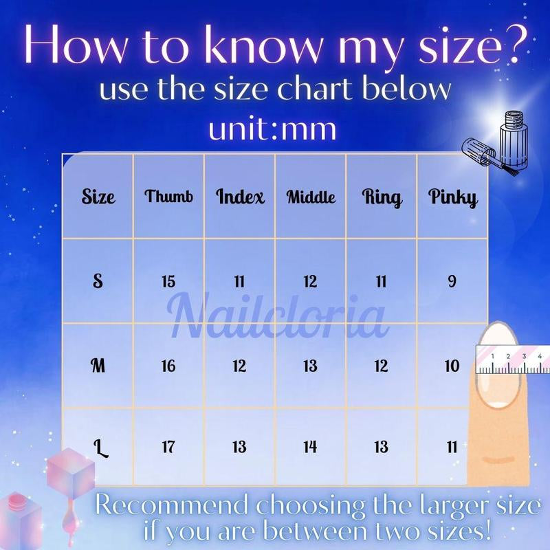 Clorianail Almond Shape Handmade Press on Nails - Set of 10 Reusable 3D Nails