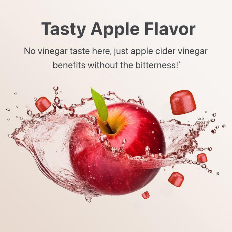 Apple Cider Vinegar Gummies - Flat Tummy Gummies Dietary Supplement Made with 1,000Mg ACV Powder & B-Vitamins Benefits Nutrition