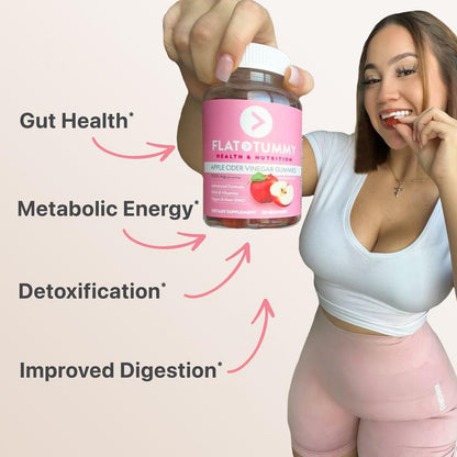 Apple Cider Vinegar Gummies - Flat Tummy Gummies Dietary Supplement Made with 1,000Mg ACV Powder & B-Vitamins Benefits Nutrition