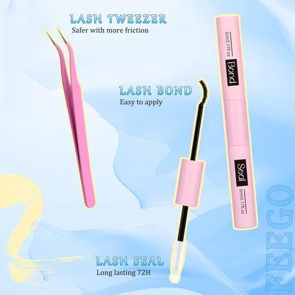 Natural Lash Clusters Kit Wispy Lash Extension Kit Thin Band Cluster Eyelash Extension Kit 168Pcs C Curl 9-12Mm Individual Lashes with Lash Glue Bond and Seal Self Application at Home Keyyou Diy Lash Cluster Tiktok Shop Lashclusters Makeup Cosmetic