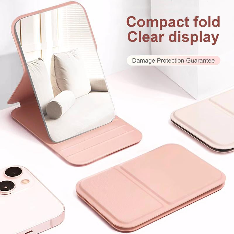 Mini Makeup Mirror, Portable Makeup Mirror, Folding Handheld Mirror, Mother'S Day Gift, Compact Mirror for Traveling Pink Acrylic