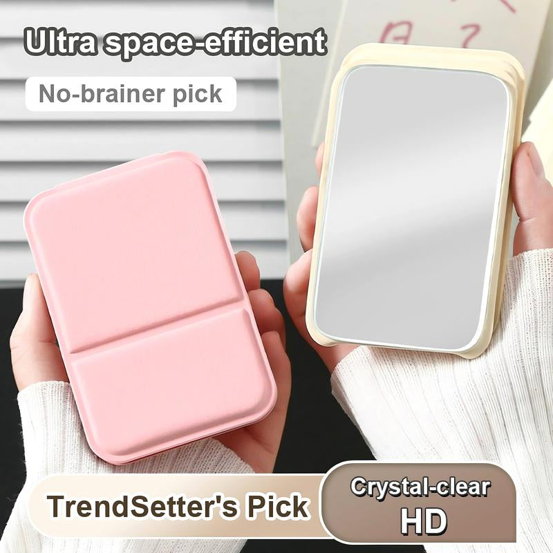Mini Makeup Mirror, Portable Makeup Mirror, Folding Handheld Mirror, Mother'S Day Gift, Compact Mirror for Traveling Pink Acrylic