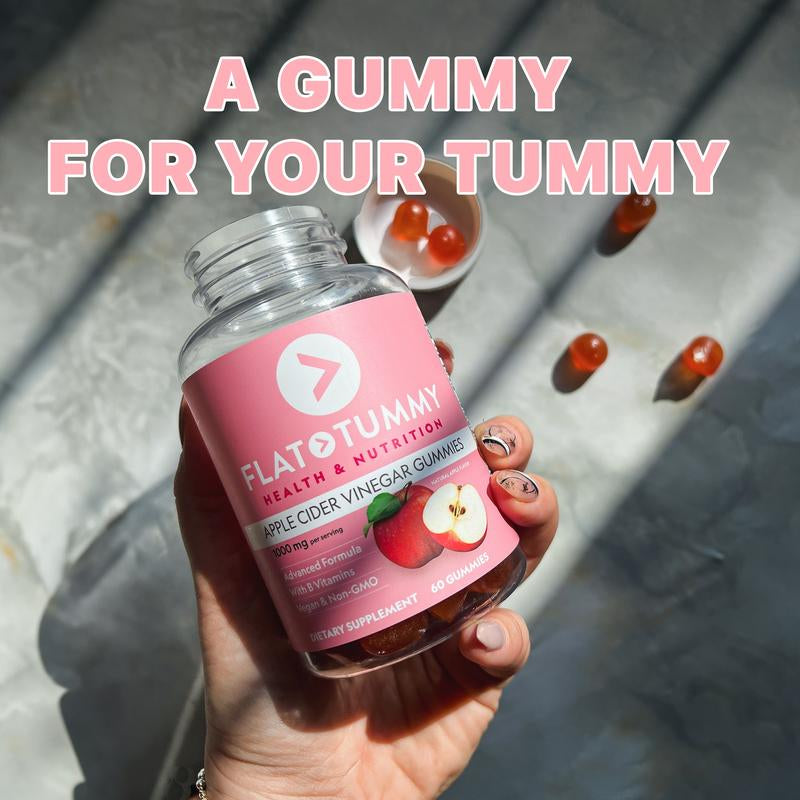 Apple Cider Vinegar Gummies - Flat Tummy Gummies Dietary Supplement Made with 1,000Mg ACV Powder & B-Vitamins Benefits Nutrition