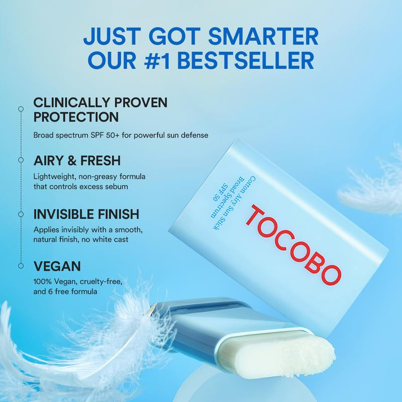 [TOCOBO Official] Cotton Airy Sun Stick Broad Spectrum SPF50 | Non-Sticky Matte Finish Sun Protection for Face and Body